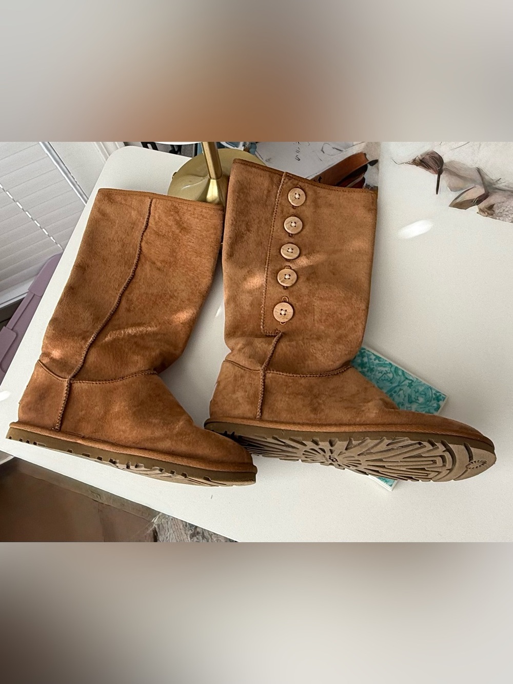 UGG Chestnut Lo Pro Button Fold Over Mid-Calf Boots